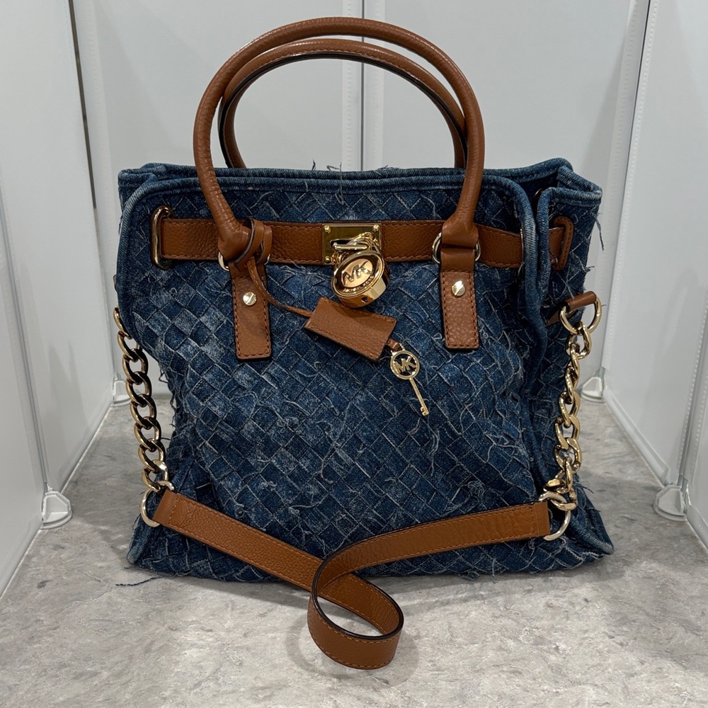 Michael Kors Denim and Brown Satchel